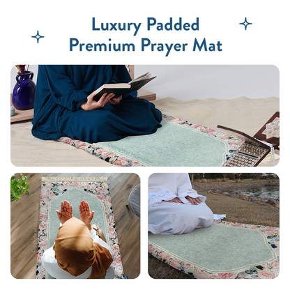 Adult Padded Prayer Mat | Soft Mint Floral Design