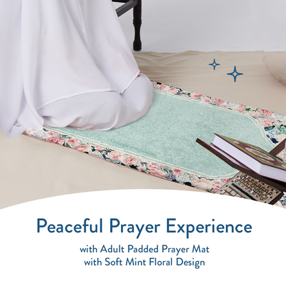 Adult Padded Prayer Mat | Soft Mint Floral Design