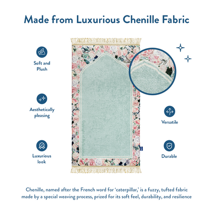 Adult Padded Prayer Mat | Soft Mint Floral Design