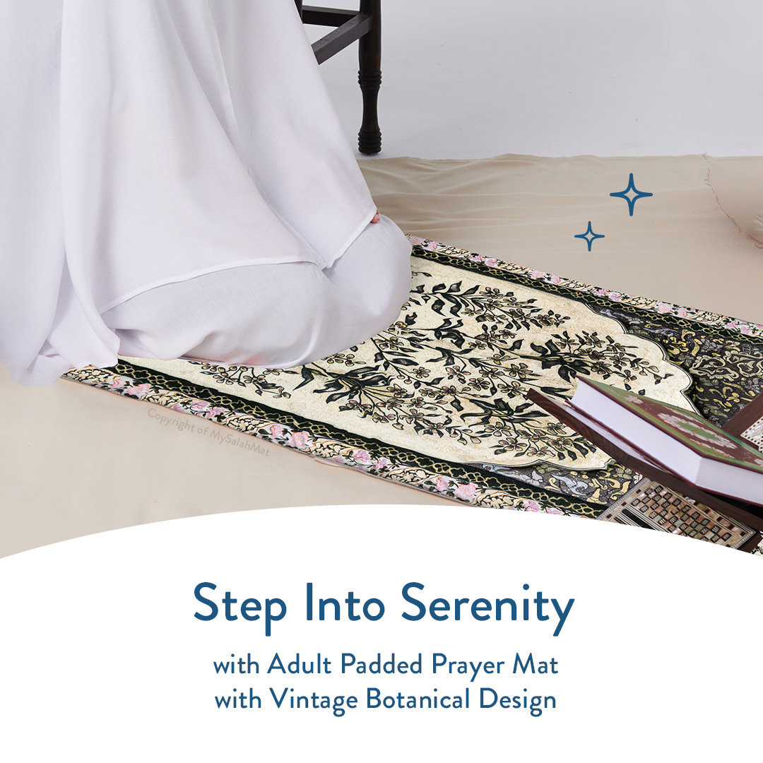Adult Premium Padded Prayer Mat | Vintage Botanical Design
