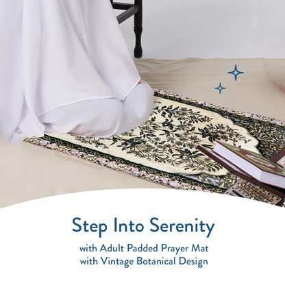Adult Premium Padded Prayer Mat | Vintage Botanical Design