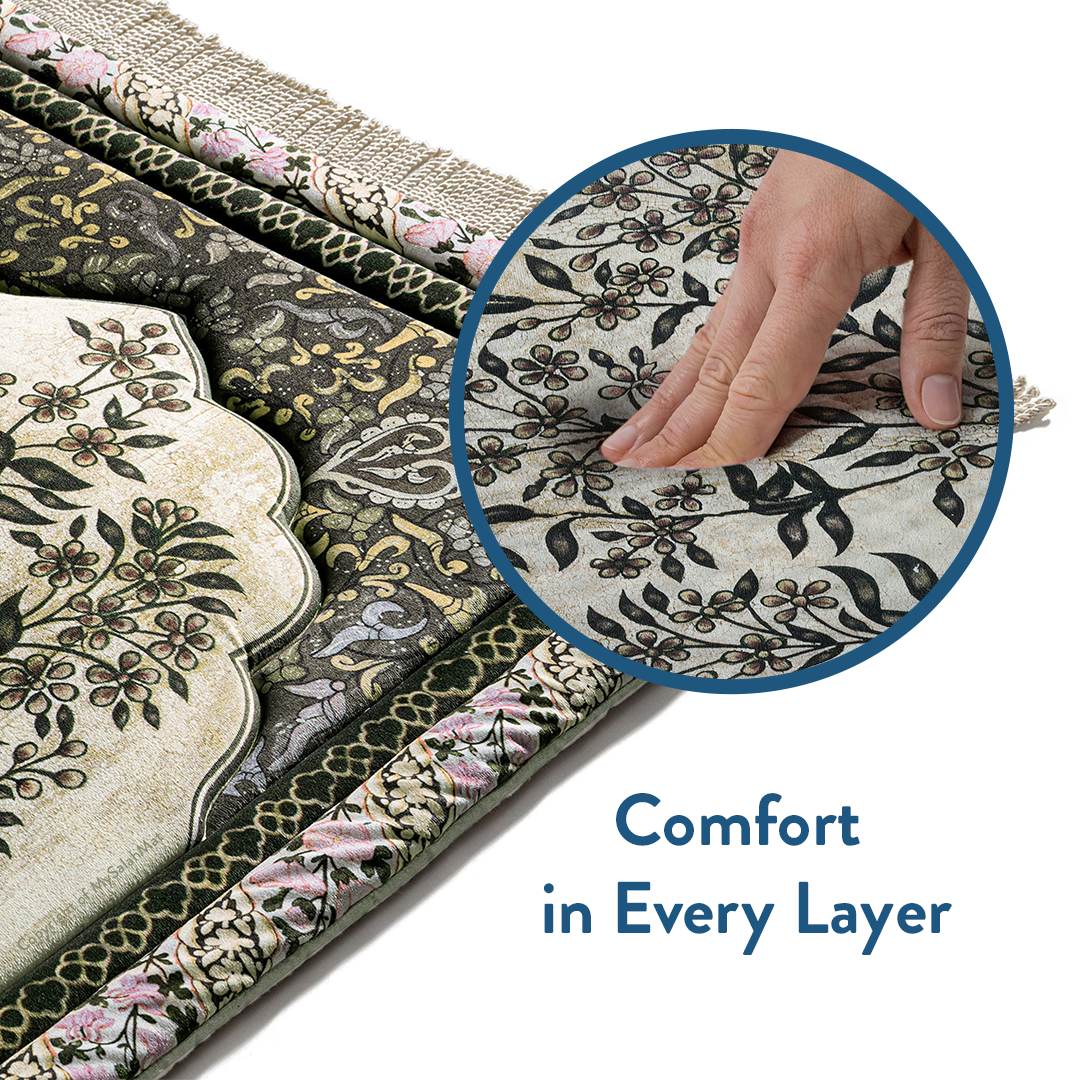 Adult Premium Padded Prayer Mat | Vintage Botanical Design