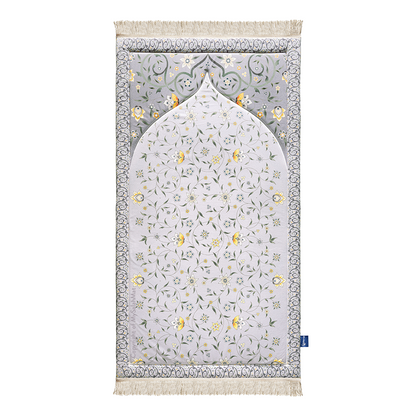 Adult Premium Padded Prayer Mat | Yellow Floral Vine Design