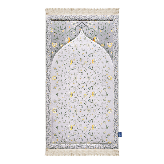 Adult Premium Padded Prayer Mat | Yellow Floral Vine Design