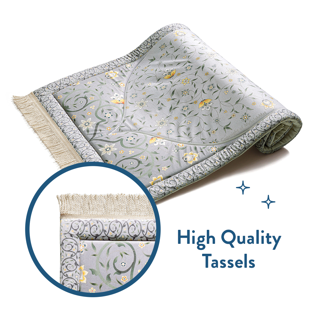 Adult Premium Padded Prayer Mat | Yellow Floral Vine Design