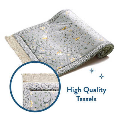 Adult Premium Padded Prayer Mat | Yellow Floral Vine Design