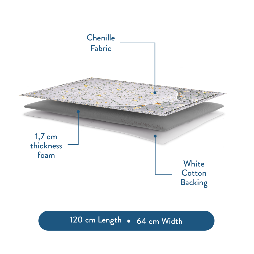 Adult Premium Padded Prayer Mat | Yellow Floral Vine Design