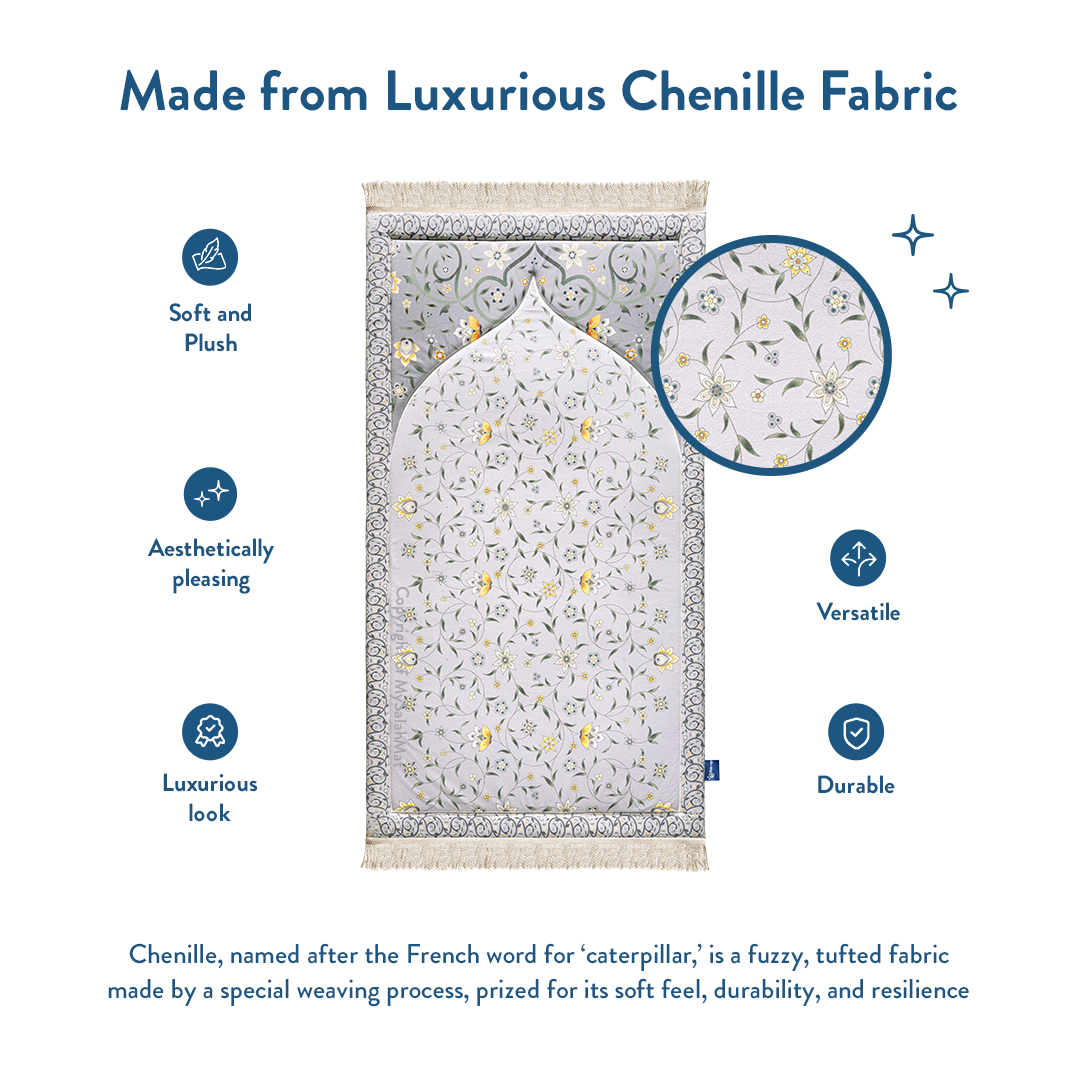 Adult Premium Padded Prayer Mat | Yellow Floral Vine Design