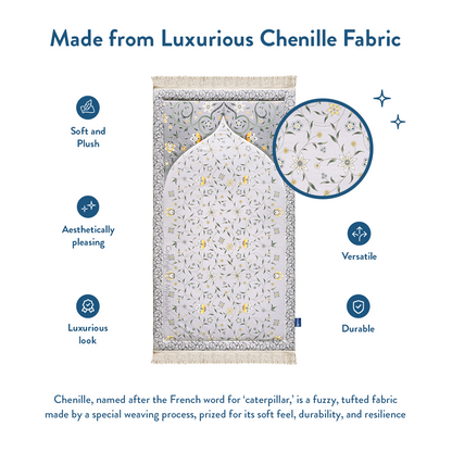 Adult Premium Padded Prayer Mat | Yellow Floral Vine Design