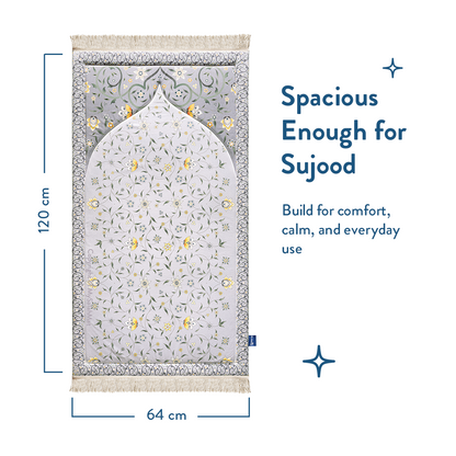 Adult Premium Padded Prayer Mat | Yellow Floral Vine Design