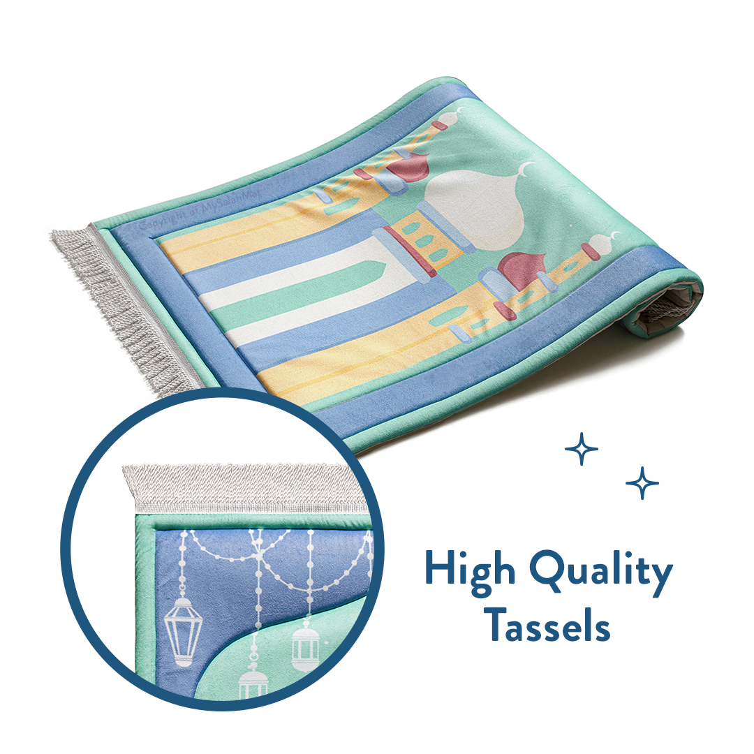 Aqua Mosque Design Kids Prayer Mat 