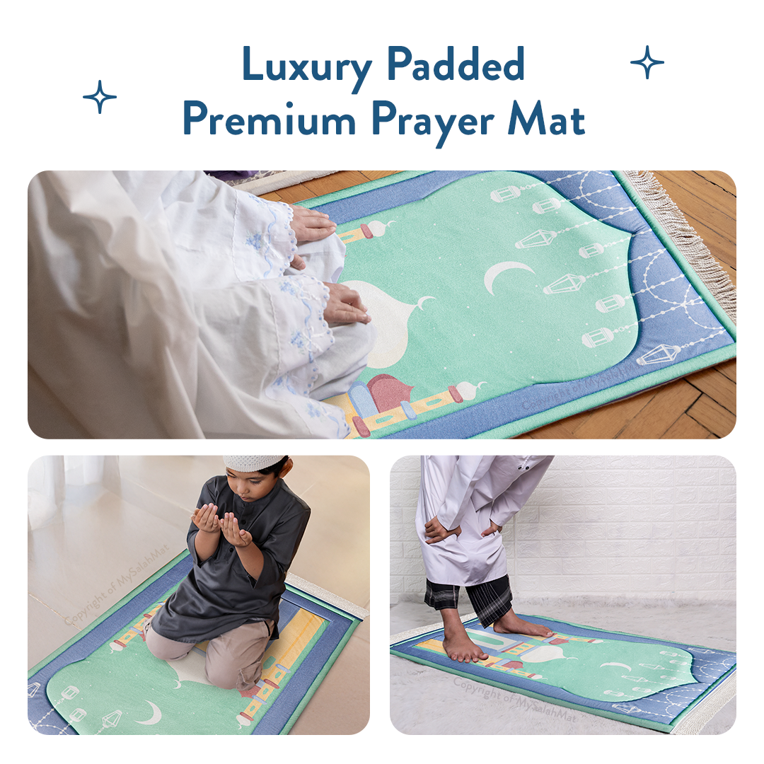 Aqua Mosque Design Kids Prayer Mat 