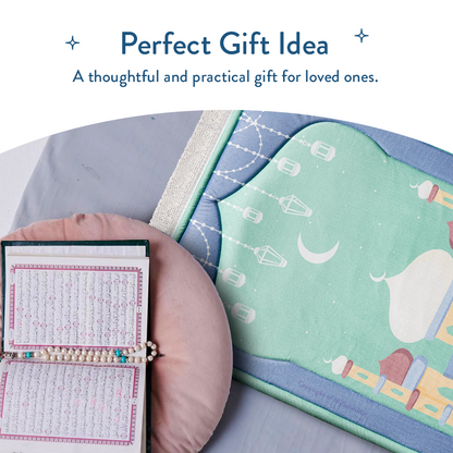 Aqua Mosque Design Kids Prayer Mat 