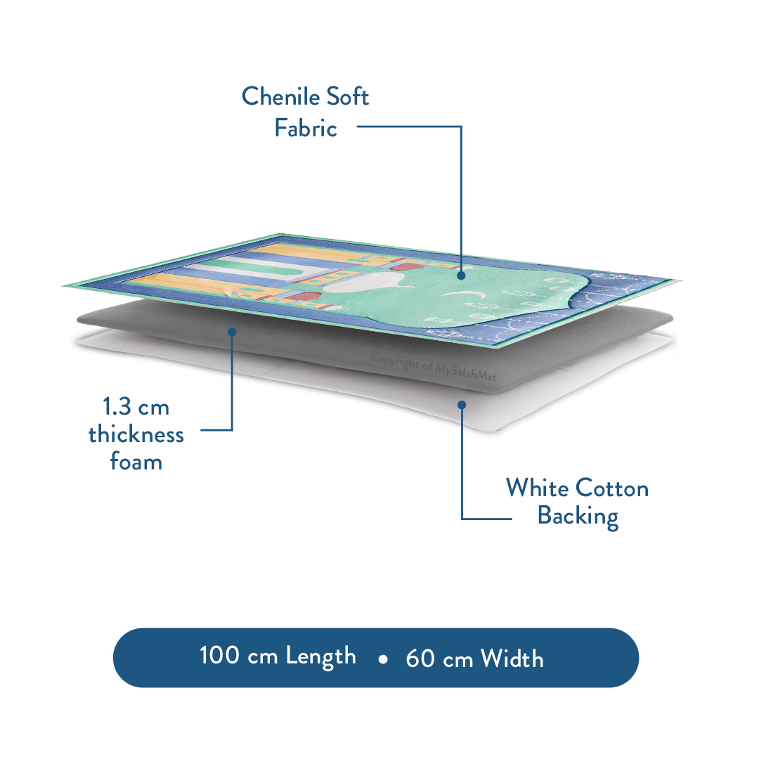 Aqua Mosque Design Kids Prayer Mat 