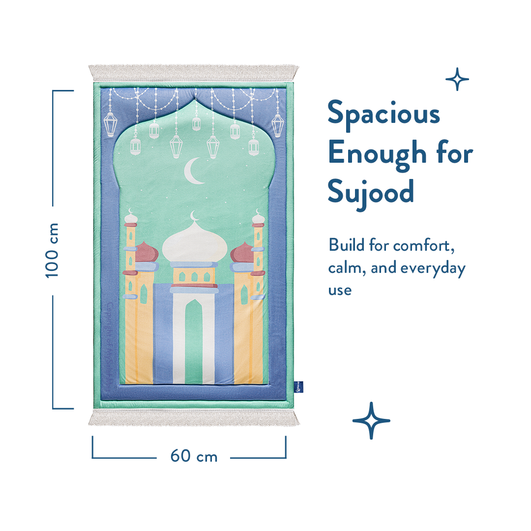 Aqua Mosque Design Kids Prayer Mat 