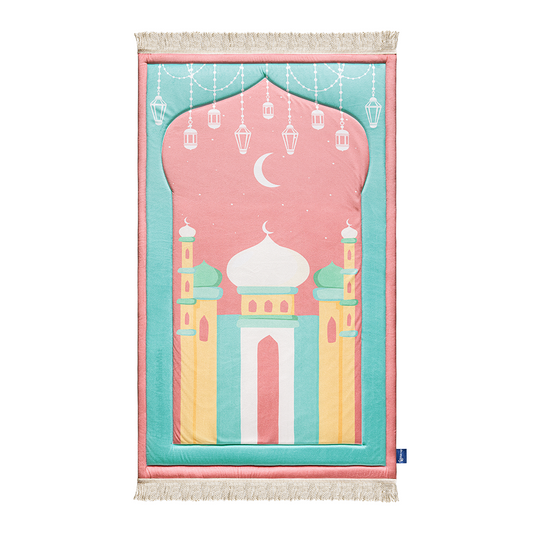 Pink Mosque Design Kids Premium Padded Prayer Mat