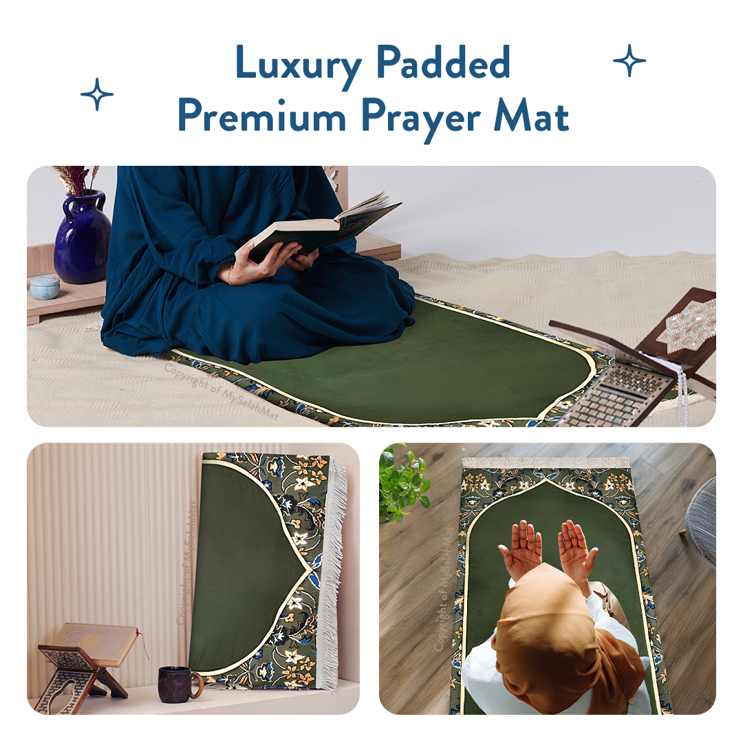 Adult Padded Prayer Mat with Madinah Elegance Design | Urban Rugs UK
