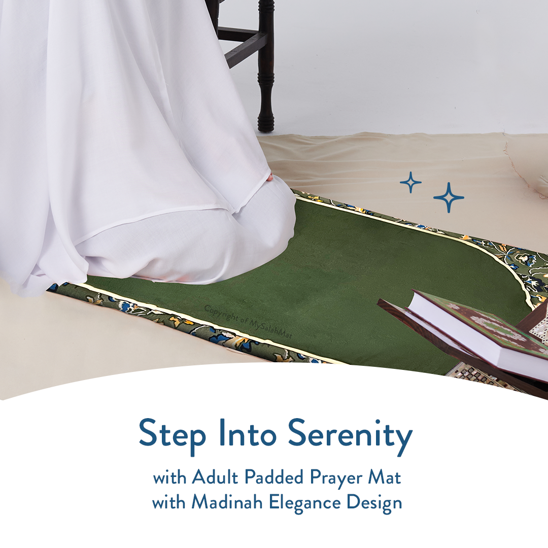 Adult Padded Prayer Mat with Madinah Elegance Design | Urban Rugs UK