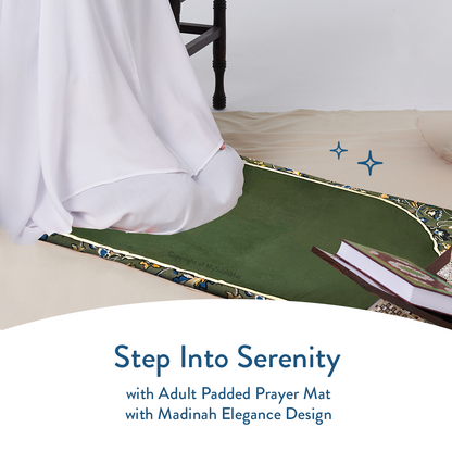 Adult Padded Prayer Mat with Madinah Elegance Design | Urban Rugs UK