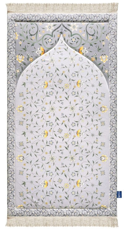 Adult Premium Padded Prayer Mat | Yellow Floral Vine Design