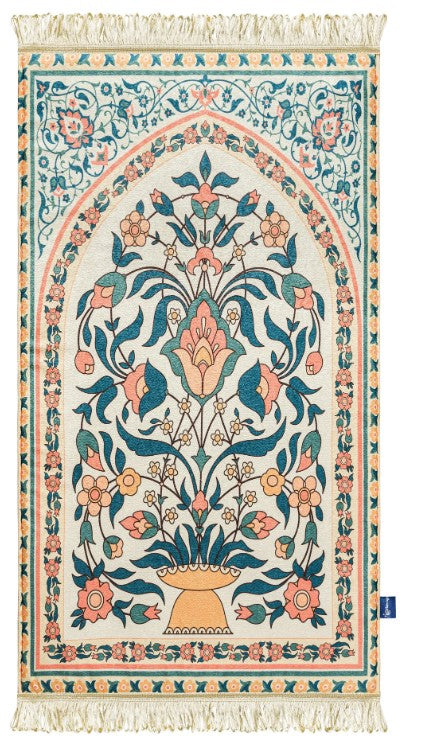 Adult Padded Prayer Mat | Teal and Coral Floral Design