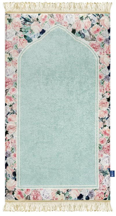 Adult Padded Prayer Mat | Soft Mint Floral Design