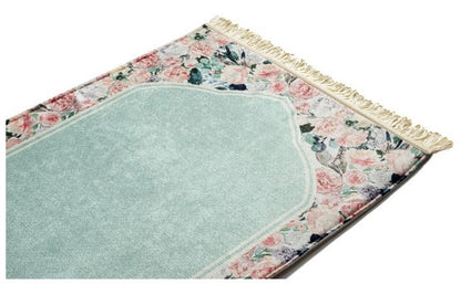 Adult Padded Prayer Mat | Soft Mint Floral Design