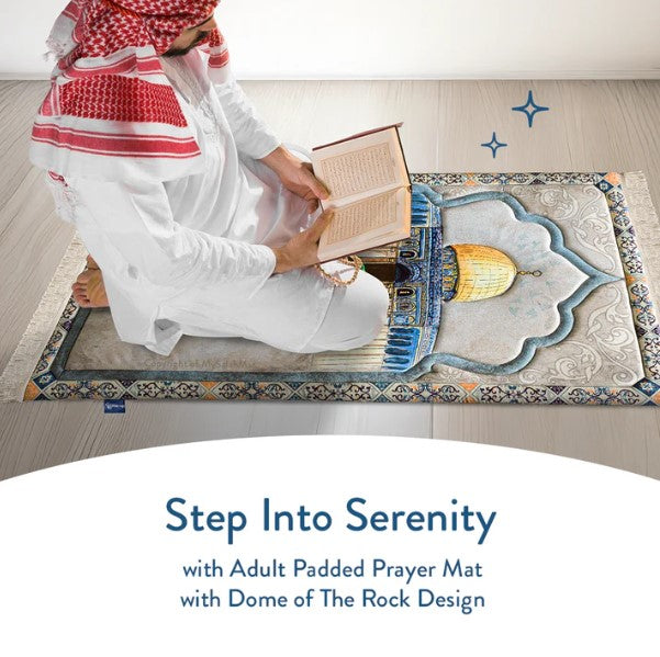 Adult Premium Padded Prayer Mat with Dome of the Rock Design | Urban Rugs UK