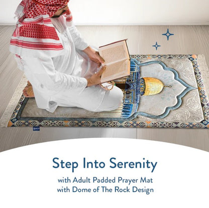 Adult Premium Padded Prayer Mat with Dome of the Rock Design | Urban Rugs UK