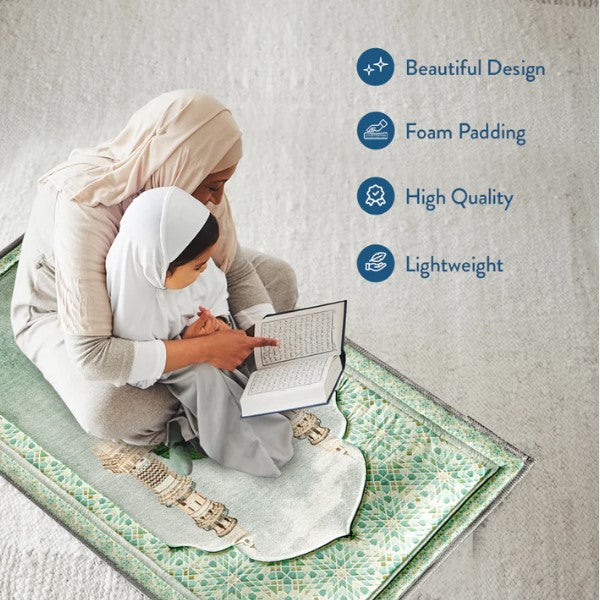 Adult Padded Prayer Mat Masjid An-Nabawi Design | Urban Rugs UK